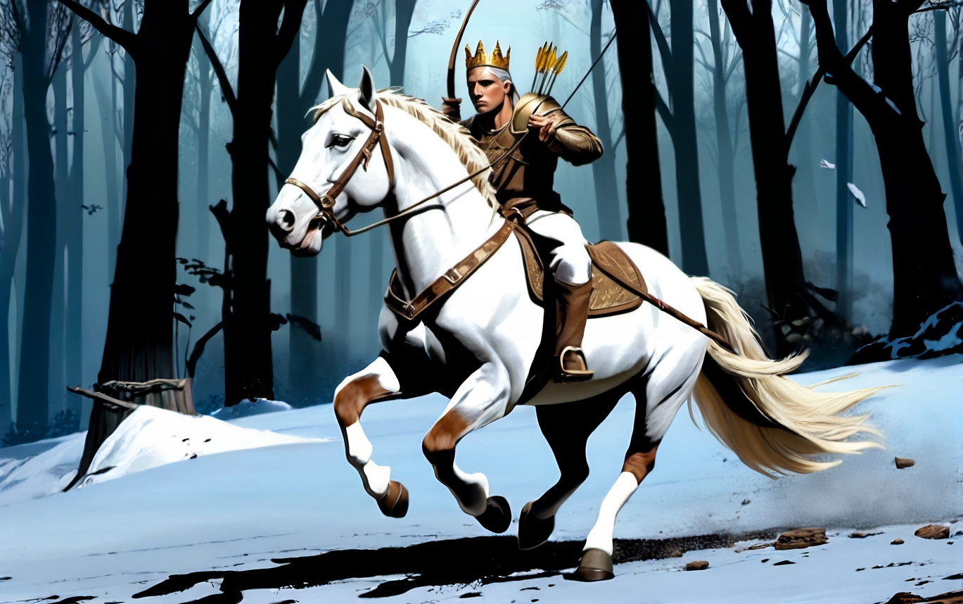 Archer on a white horse